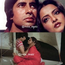 2x Bollywood Rekha Amitabh Bachchan Photo Color Photograph Collectible Art Retro - £6.78 GBP+