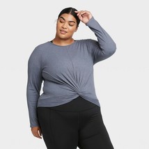 Women&#39;S Plus Size Long Sleeve Twist-Front T-Shirt - Grey 4X - £13.88 GBP