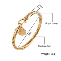 D&amp;Z Saint Benedict Medal Charm Bracelet &amp; Bangle Women Gold Color 316L Stainless - £12.40 GBP