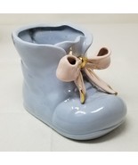 Bow Tie Planter Fancy Boot Baby Blue Gold Highlight Ceramic Japan Vtg - £12.02 GBP