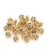 20 Flower Beads Spacer Beads Metal Antiqued Gold 7mm Findings - $4.21