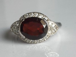AAA quality natural red garnet ring in 925 sterling silver - £123.60 GBP