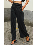Black High Waist Pocketed Wide Leg Tencel Jeans - $22.04