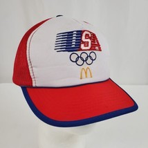 Vintage USA Olympic Trucker Hat 1984 McDonald&#39;s Promotion Embroidered Logo Mesh - £11.18 GBP