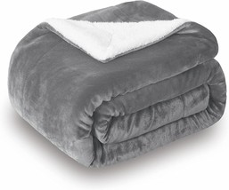 Grey Double-Sided Super Soft Luxurious Plush Sherpa Fleece Throw Blanket From - £31.95 GBP