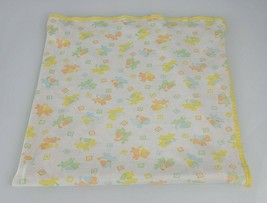 Vintage Carters Yellow Green Blue Orange Puppy Dog Square Baby Blanket 70s  - £77.31 GBP
