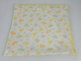 Vintage Carters Yellow Green Blue Orange Puppy Dog Square Baby Blanket 70s  - £77.31 GBP