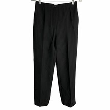 Vintage Emma James Pinstripe Dress Pants 4P Black Ankle Crop Pockets Button - $18.50