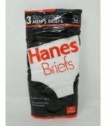 Hanes Mens Briefs 3-Pack Size 36 NWT Underwear Cotton 1992 90s 1990s USA... - £17.27 GBP