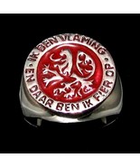 Sterling silver ring Flemish Lion Belgium Ik ben Vlaming with Red enamel... - $90.00