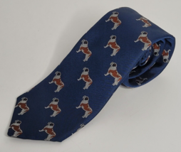 St Bernard Dog Silk Neck Tie Blue 59&quot; Vintage Dogs - $14.99