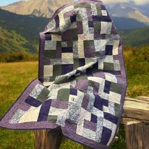 Vtg 2001 Handmade Patchwork Purple Quilt Quilted celebrating Names Poudre 68x45” - £117.79 GBP