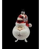 Very Merry Shatter Proof Santa Head Hand Blown Glass Christmas Ornament - $204.04 MXN