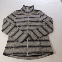 Faded Glory Women&#39;s Gray &amp; Black Striped Full Zip Sweatshirt Jacket Size... - $311.50 MXN