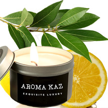 Eucalyptus &amp; Lemon Scented Tin Candles Hand Poured Vegan Friendly Eco Soy - $19.95+