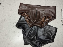 Men&#39;s Sheepskin Leather Briefs Real Soft Leather Jockstrap Thong Underwear - £90.22 GBP+