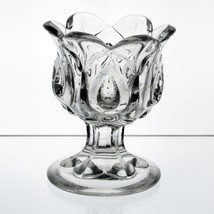 Bakewell Pears Lotus Master Open Salt, Antique Flint Glass c1850s EAPG F... - £55.36 GBP