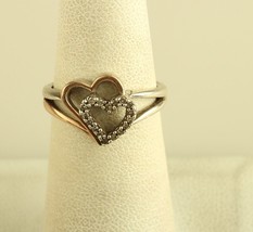 vintage sterling silver and 10k two hearts SUN diamond ring - £139.58 GBP