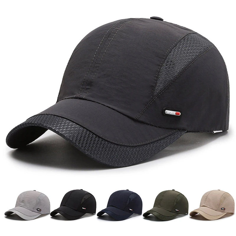 New Spring Summer Men Baseball Caps Male Breathable Mesh Snapback Hats Black - £11.46 GBP+