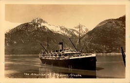 Vintage Real Photo POSTCARD- The Aleution Steamer At Skagway, Alaska BK65 - £6.33 GBP