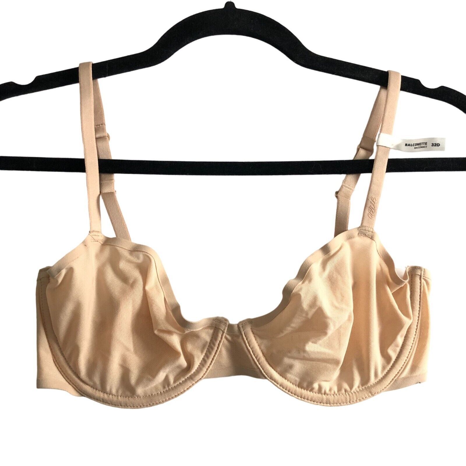 Primary image for Smoothez by Aerie Bra Beige Balconette Sheer Mesh Unlined Underwire 32D