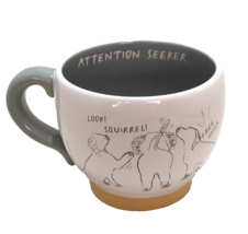 Mud Pie Coffee And Tea Mug White And Gray Ceramic Dogs Design Attention Seeker - £15.38 GBP