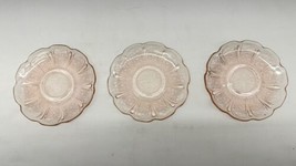 LOT 3 JEANETTE CHERRY BLOSSOM PINK DEPRESSION GLASS SAUCERS 4 1/2&quot; - £15.55 GBP