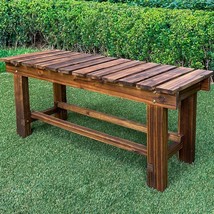 Outdoor Garden Bench, 2-Person Wood Patio Bench, Carbonized,35.5&#39;&#39;/90Cm - $89.99