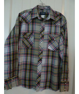 Vintage Wrangler Pearl Snap Long Sleeve Plaid Large Western shirt polyco... - $33.83 CAD