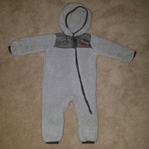 Snozu Gray Fleece Snowsuit Hooded Fold Over Mittens Feet Baby 3-6 Months - $19.75