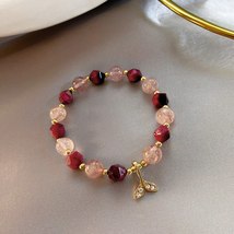  natural strawberry crystal tiger s eye stone beads beaded copper female women bracelet thumb200