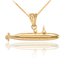 10K Solid Gold Submarine Boat Pendant Necklace - Yellow, Rose, or White ... - $191.84+