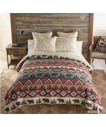 Country Bear Lodge Theme Reversible Printed Quilt Set Rustic Cabin Primi... - $125.13+