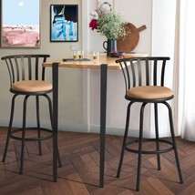 Furniturer 29&#39;&#39; Country Style Counter Bar Stools Set Of 2, Swivel Barstools With - £86.01 GBP