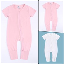 3 Set BABY ROMPER Short Sleeve 3-24 Mo Cotton Double Zipper Infant Girl ... - $19.99