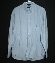 Nautica Shirt Blue Plaid Cotton Size Large Men&#39;s Button Front Long Sleeve - $18.00