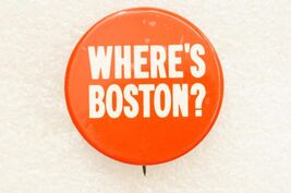 Vintage Pinback Button Where's Boston Massachusetts Travel Souvenir - $9.89