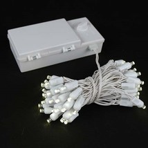 50 LED Lights Warm White on White Wire - £21.51 GBP