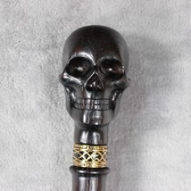 NEW Stylish Carved Skull Cane Cool Walking Stick Wooden Vintage Men&#39;s Canes Gold - £74.36 GBP