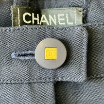 Chanel CC Logo Button Pockets Navy Wide Cuff Wool Pants 38 - £200.51 GBP