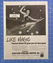Vintage Print Ad Sinclair Motor Oil Lynn Bari Witch on Broomstick 13.5&quot; ... - $14.69