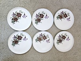 6 Vintage 1950s French Saxon China Tiger Lily Dinner Plates 10.25&quot; Union... - £71.21 GBP