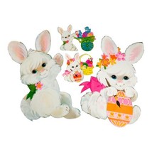 Vtg 1960s 11&quot; Jumbo 4 pc DIE CUT Spring Easter Bunny Family Cardboard - £58.88 GBP