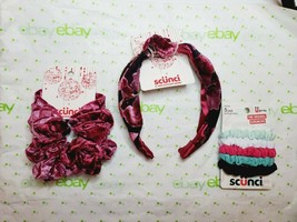 Scunci Scrunchie Set Burgundy Velvet Headband Big One Scrunchie &amp; Scrunchies - £14.22 GBP