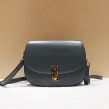 Vintage Round Shape Small Saddle Bag 100% Genuine Leather Summer Women C... - £64.00 GBP