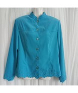 St. John Sport Blue Jacket Laser Eyelet Trim RARE VTG Marie Gray Button ... - $294.55 CAD