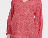 Long Sleeve Ruffle Maternity Top Isabel Maternity - Red Floral Size Small - $19.29