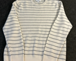 Calvin Klein Men&#39;s Sweater Size Large Gray Striped Merino Wool Blend Pul... - $24.69