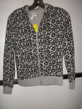 NWT! Tilly&#39;s Hoodie Gray Black Leopard Zip Up Sweatshirt Jacket Size XL Girls - £9.49 GBP