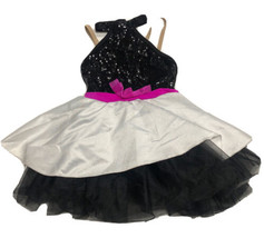 Revolution Dancewear Black White Pink Sequin Halter Tutu Dress Ballet SC Child S - £13.70 GBP